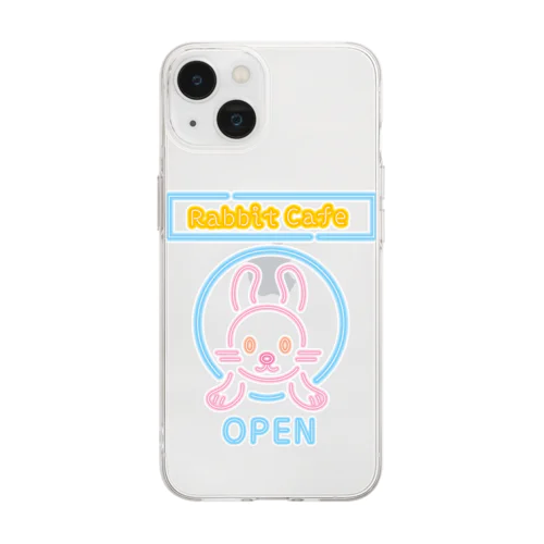 RabbitCafe・ネオンサイン ソフトクリアスマホケース