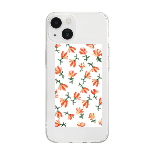 red flower  Soft Clear Smartphone Case