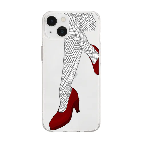 網タイツ生足　ストッキング脚足フェチ　バニー　女性　sm　Fishnet tights Soft Clear Smartphone Case