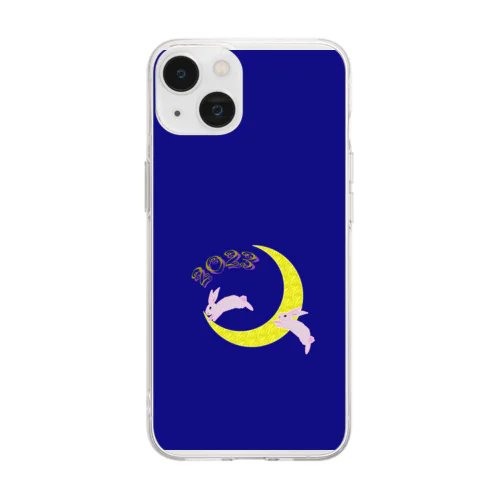 うさぎ年　2023　ピンク・ラビット　縦長 Soft Clear Smartphone Case