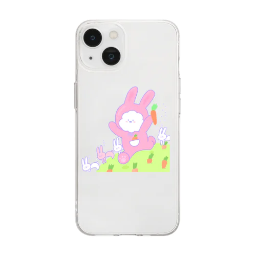 ふわふわうさぎ年ちゃん Soft Clear Smartphone Case