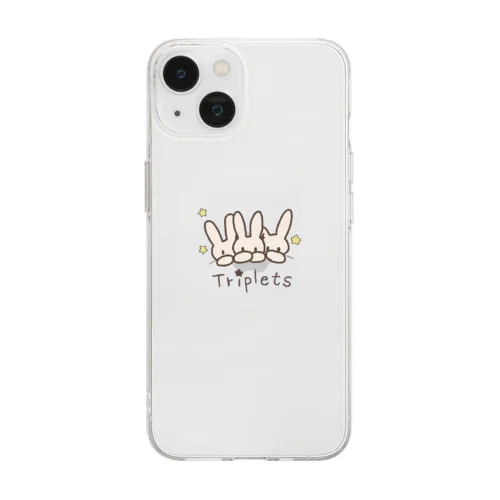 3つ子うさぎ Soft Clear Smartphone Case