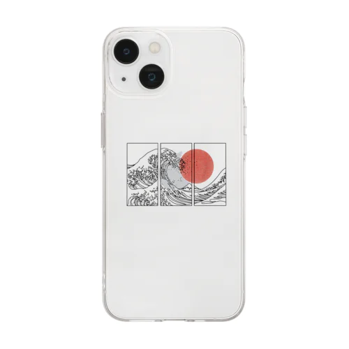 Retro Japanese Japan Flag Great Wave Outline Graphic Soft Clear Smartphone Case