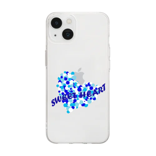 スイートハート　ブルー　青 Soft Clear Smartphone Case