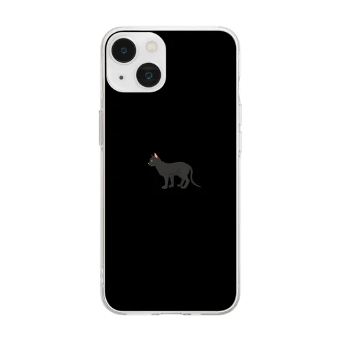 猫1 黒猫 Soft Clear Smartphone Case