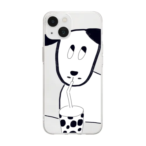 A puppy who loves milk tea. Soft Clear Smartphone Case