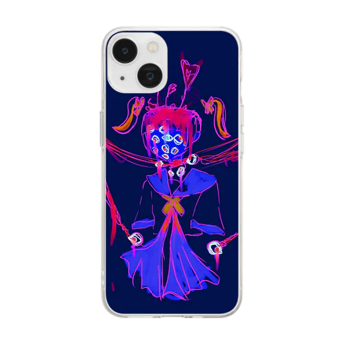 真実の目りゅうはちゃん Soft Clear Smartphone Case