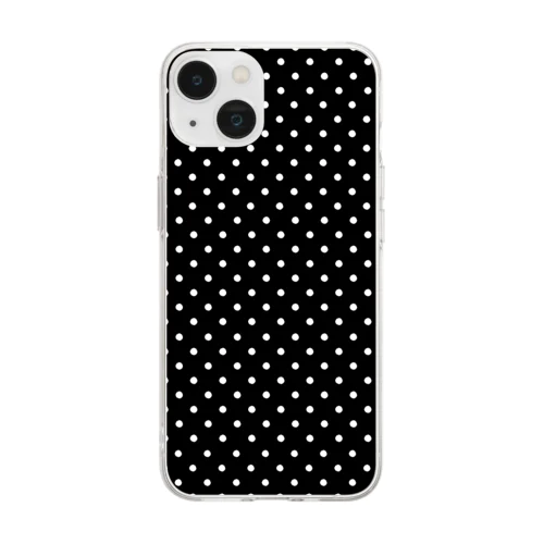 シンプルな水玉　黒白 Soft Clear Smartphone Case