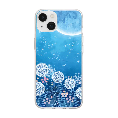 青い月とアリウム Soft Clear Smartphone Case