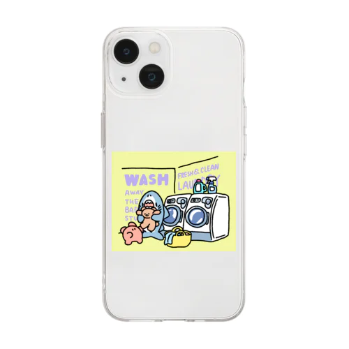 コインランドリー Soft Clear Smartphone Case