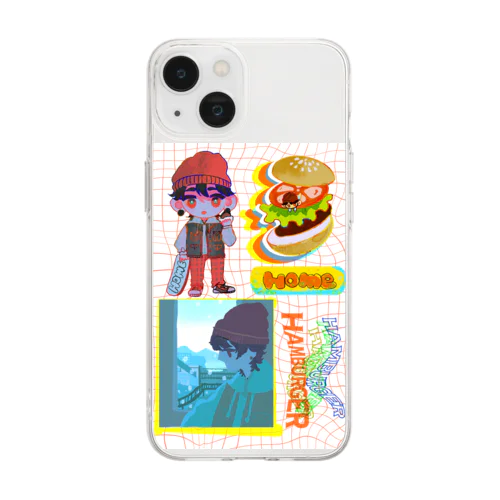 スケボーハンバーガー少年 Soft Clear Smartphone Case