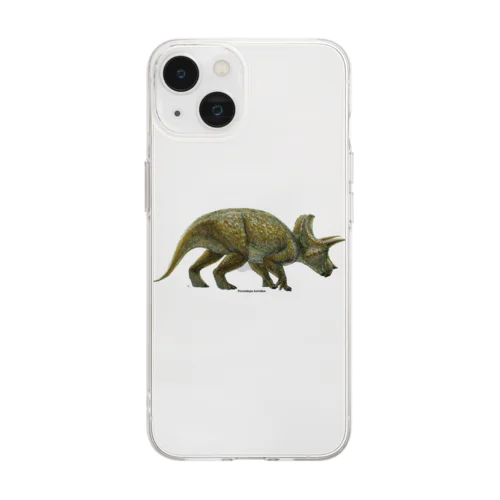 Triceratops horridus(トリケラトプス ・ホリドゥス)着彩画 Soft Clear Smartphone Case