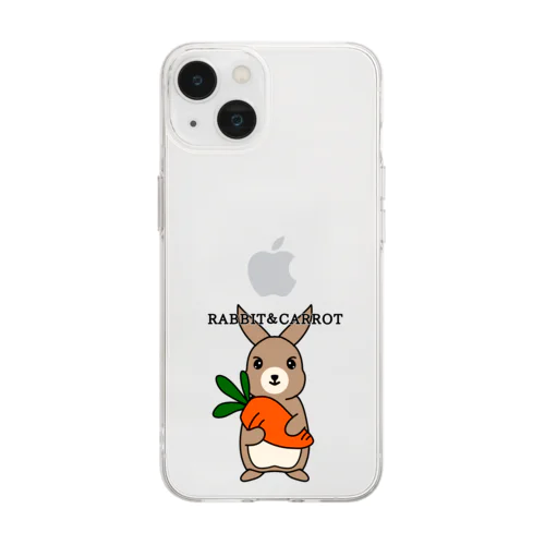 RABBIT＆CAROTTE(STAND UP) Soft Clear Smartphone Case