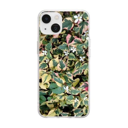 開花中のゴシキドクダミ Soft Clear Smartphone Case