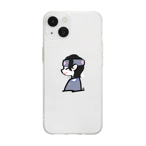 キツネ目さん／ムラサキヘアバンド Soft Clear Smartphone Case