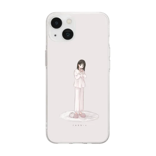 うさぎと女の子 Soft Clear Smartphone Case