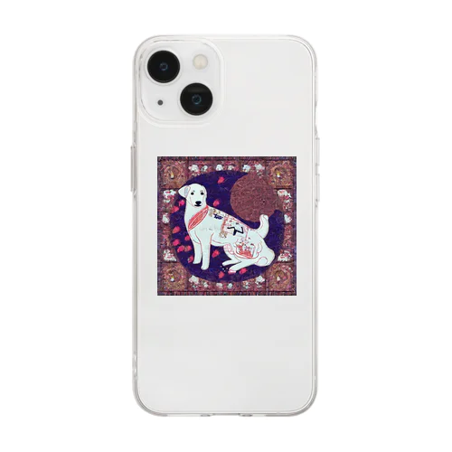 和風な可愛い犬 Soft Clear Smartphone Case