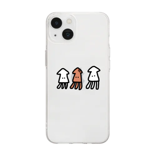 いか焼きイカいか Soft Clear Smartphone Case