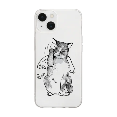 猫の天使　招き猫 Soft Clear Smartphone Case