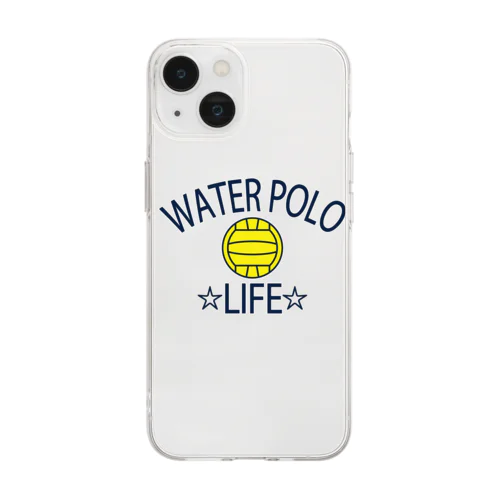 水球(すいきゅう)(water polo)・アイテム・デザイン・Tシャツ・チームT・かっこいい・かわいい・クラブT・球技・得点・ボール・選手・ポジション・部活・スポーツ・シンプル・チームワーク ソフトクリアスマホケース