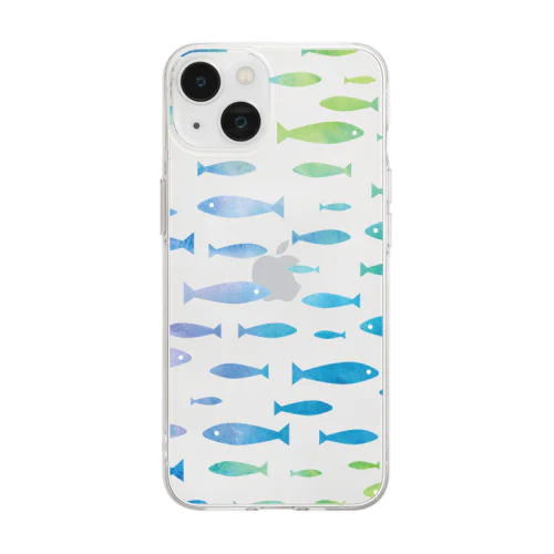 蒼い魚の群れFULL-スマホケース Soft Clear Smartphone Case