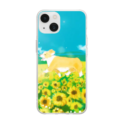 くぅちゃんとひまわり🌻 Soft Clear Smartphone Case