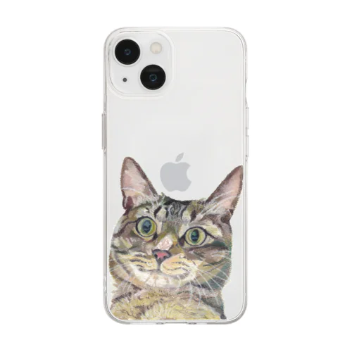 煽り猫① Soft Clear Smartphone Case