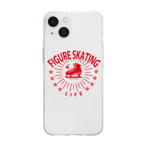 フィギュアスケート・赤・星・figure skating・グッズ・デザイン・フィギアスケート・#Tシャツ・ステップ・スピン・ジャンプ・スケート靴イラスト・技・男子・女子・かっこいい・かわいい・アイスダンス Soft Clear Smartphone Case