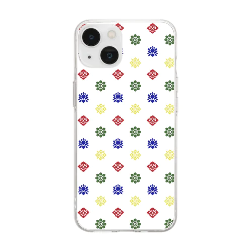 チベット文様（ドット柄 / タルチョー5色） Soft Clear Smartphone Case