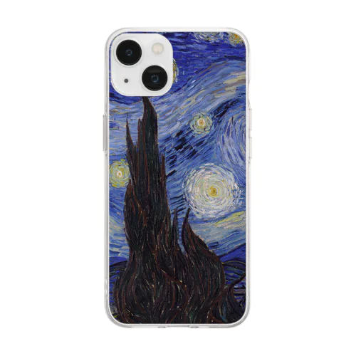 005-004　ゴッホ　『星月夜』　クリア　スマホケース　iPhone 14/14Pro/13/13Pro/12/12Pro/11専用デザイン　CC5-1 Soft Clear Smartphone Case