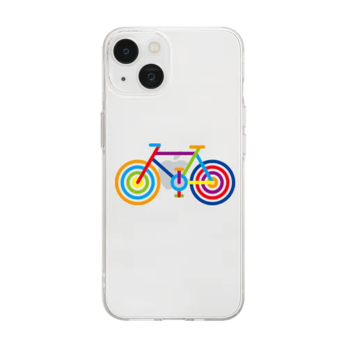カラフルでポップなラインアートのスポーツ自転車 Soft Clear Smartphone Case