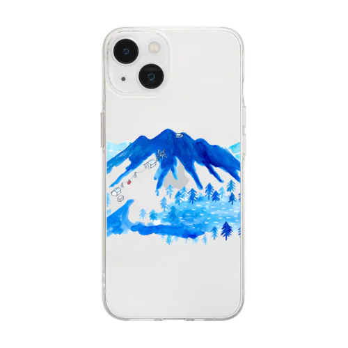 white summer mountain Soft Clear Smartphone Case