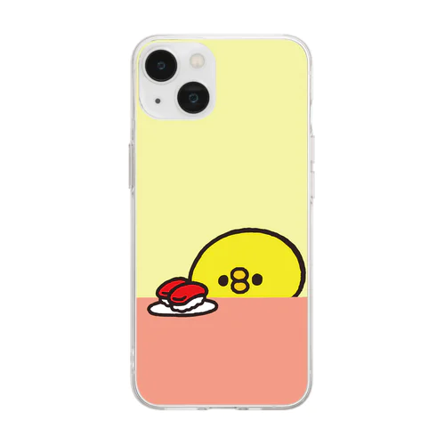 寿司を眺めるひよこ Soft Clear Smartphone Case