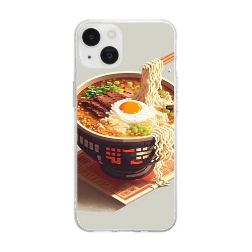 ドット絵ラーメン Soft Clear Smartphone Case