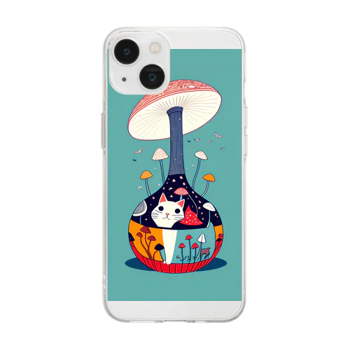 キノコ猫 Soft Clear Smartphone Case