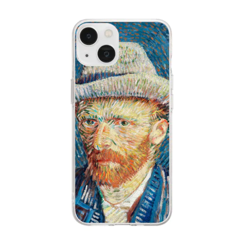 ゴッホ　灰色のフェルト帽の自画像　Vincent van Gogh  ソフトクリアスマホケース