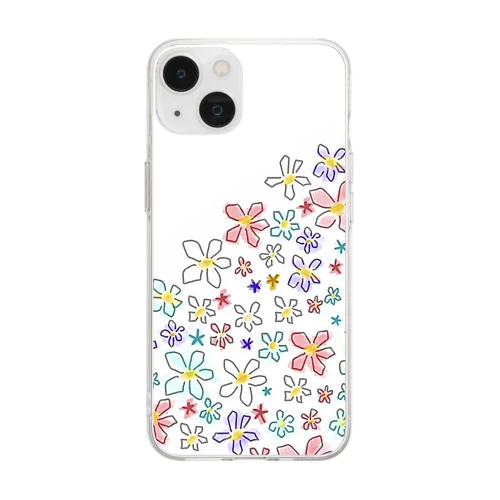 フラワーシャワー（斜め） Soft Clear Smartphone Case