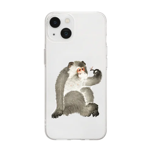 小原古邨　猿と蜻蛉（猿と虫）Ohara Koson / Monkey with insect Soft Clear Smartphone Case
