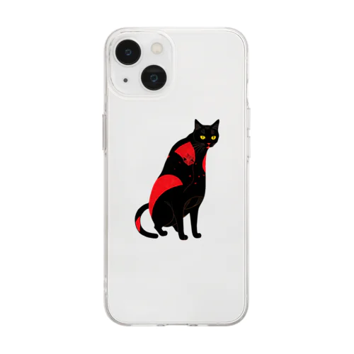 魅惑の黒猫 Soft Clear Smartphone Case