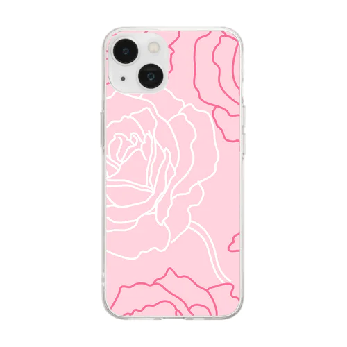 バラ17 Soft Clear Smartphone Case