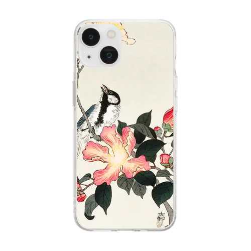 小原古邨　椿に四十雀  Ohara Koson / Great tit on branch with pink flowers  Soft Clear Smartphone Case