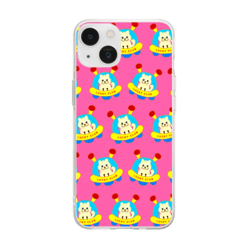 UFOラッキーちゃん/ピンク Soft Clear Smartphone Case