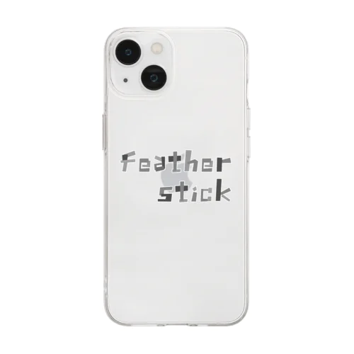 Feather stickモノトーン Soft Clear Smartphone Case