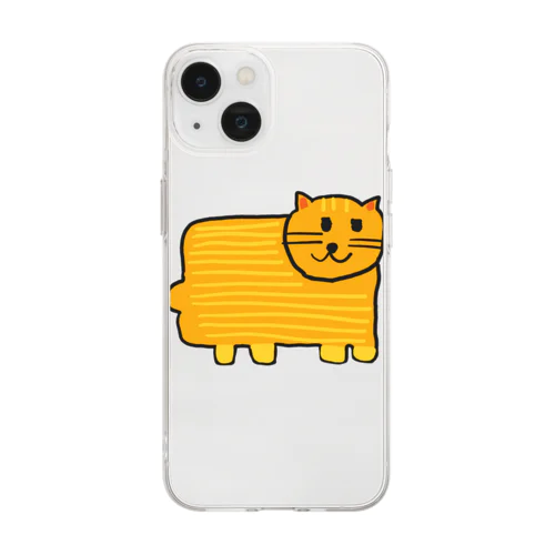 微笑む黄色の猫 ソフトクリアスマホケース
