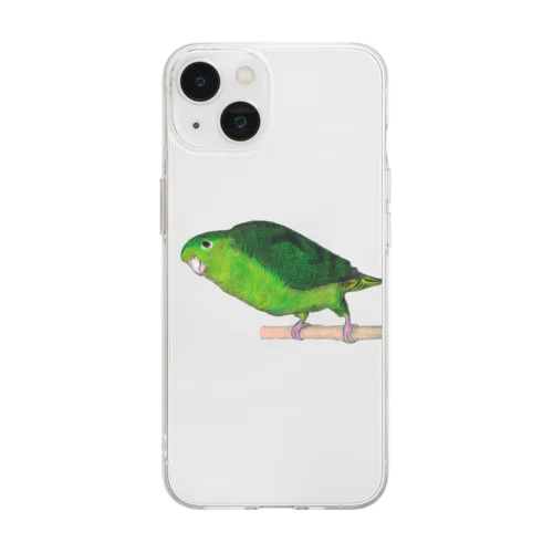 [森図鑑] サザナミインコ緑色 Soft Clear Smartphone Case