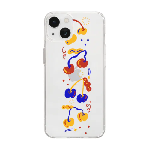 踊るさくらんぼ Soft Clear Smartphone Case