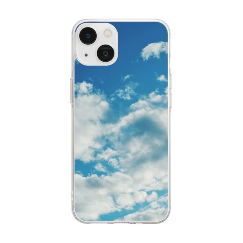 くもくも、もくもく(青空) Soft Clear Smartphone Case