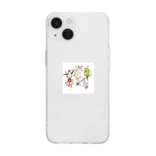 カチャーシーするアニマル Soft Clear Smartphone Case