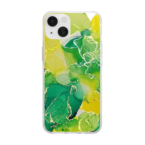 イエロー×グリーン Soft Clear Smartphone Case