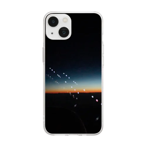 飛行機、夜明け Soft Clear Smartphone Case